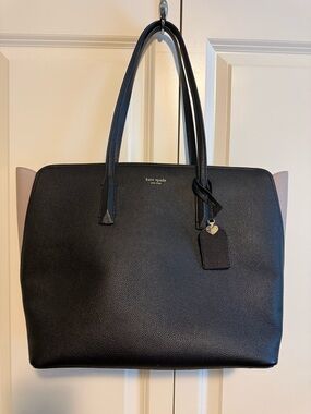 Elegant, Flawless kate spade Black Tote with Taupe Side Panels